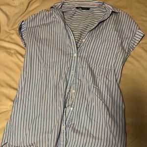 Zara blue, red, and white button up Mini Tshirt Dress